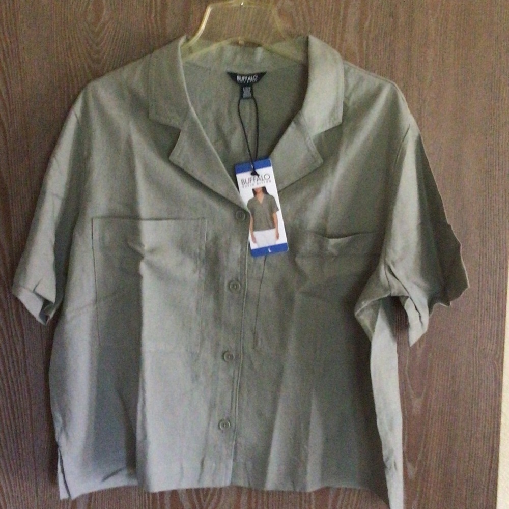 Buffalo David Bitton Olive Green Short Sleeve Shirt